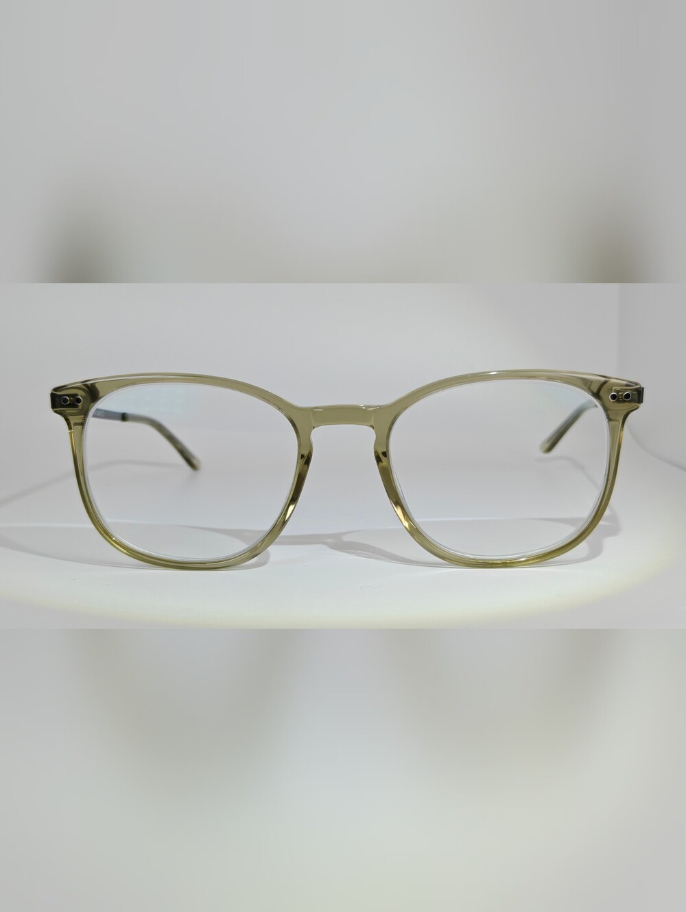 Savvy. Clear Round Olive Green Women's  Eyeglass Frames.